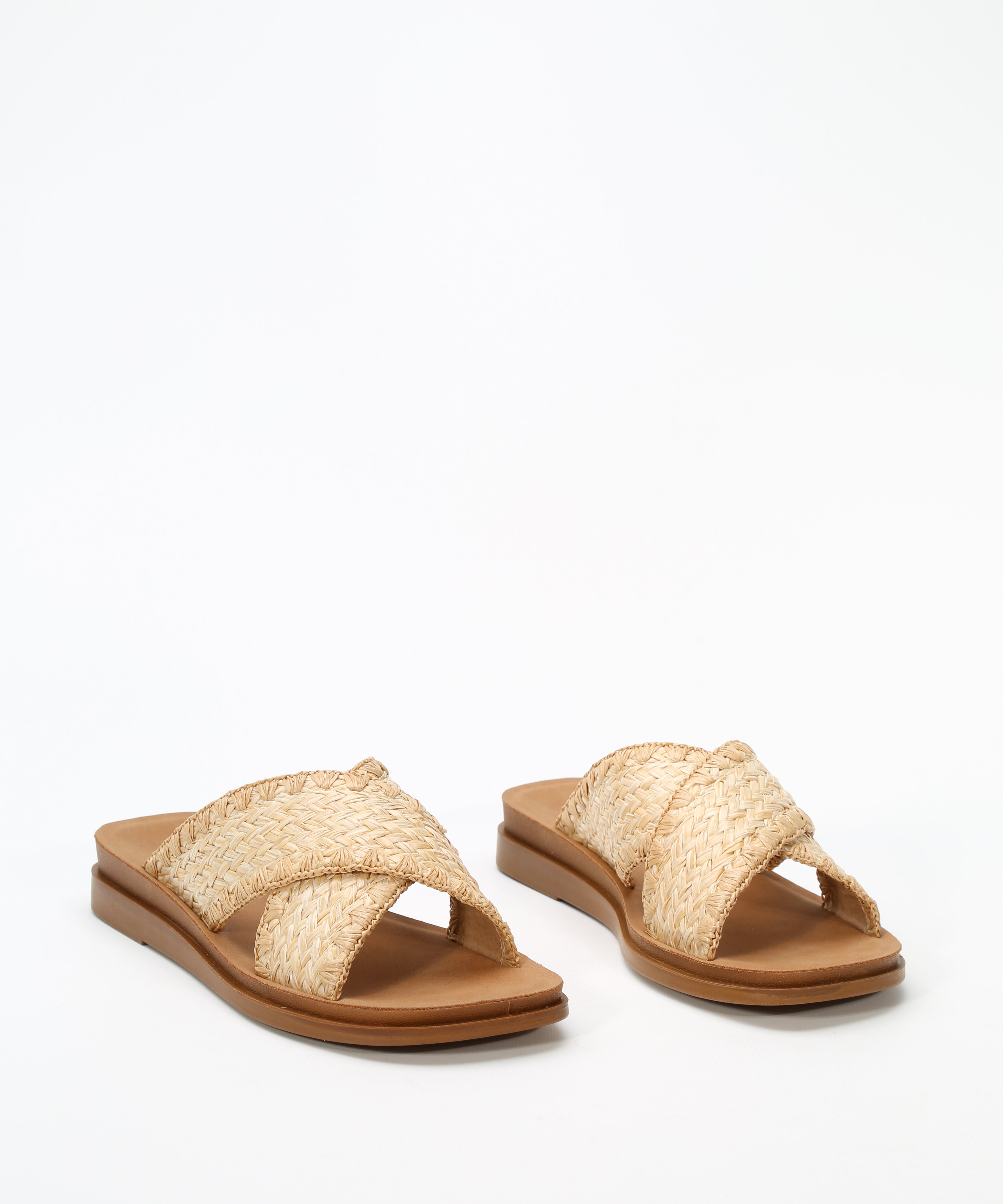 Sandalias planas tiras cruzadas rafia image number null
